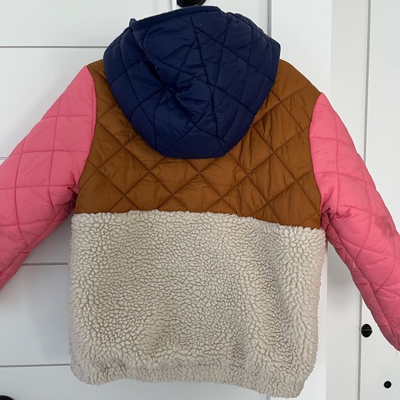 Mini Boden Kids' High Pile Fleece Hooded Jacket, Natural Borg, 6-7 - Picture 4 of 8